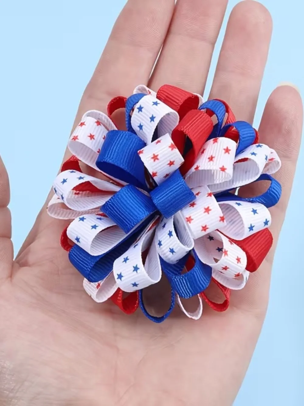 🇺🇸 Patriotic Red White Blue Hair Bow Set July 4th Hair Clips